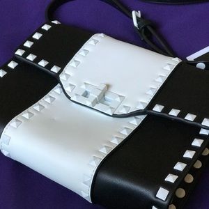 Black and White Studded Clutch